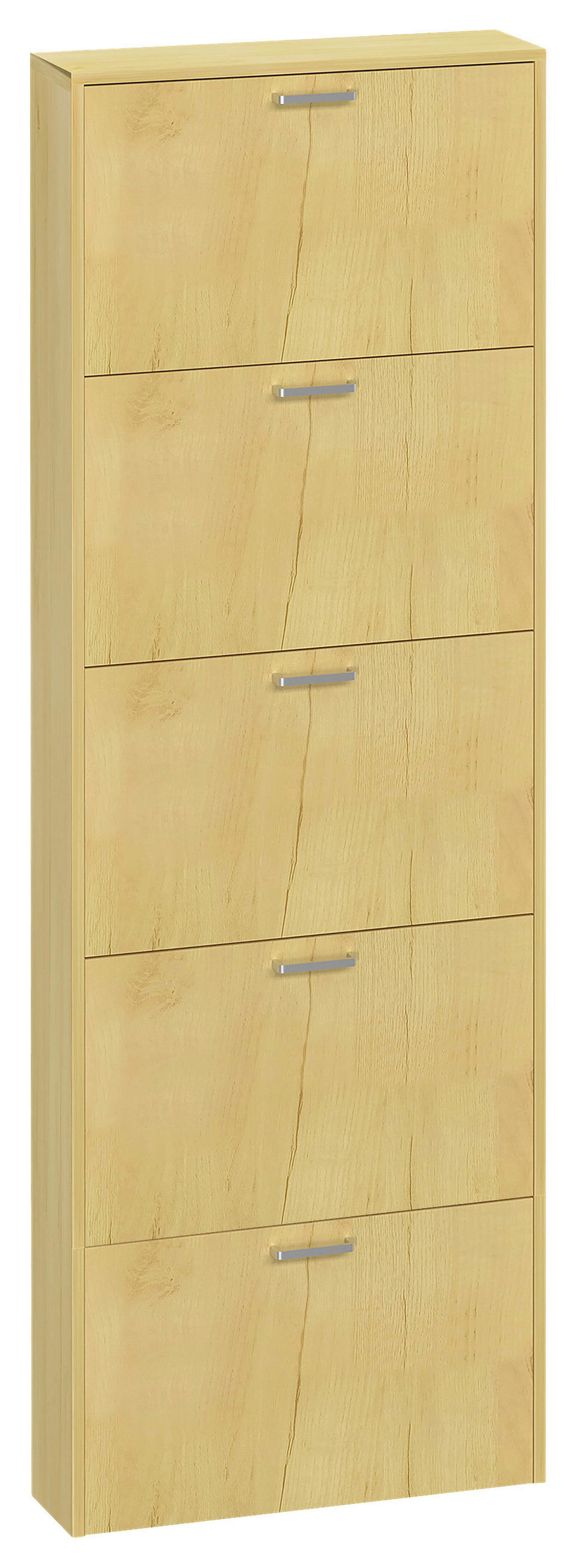 SCHUHSCHRANK Honigeiche  - Honigeiche/Silberfarben, Design, Holzwerkstoff/Kunststoff (59/179/17cm) - MID.YOU