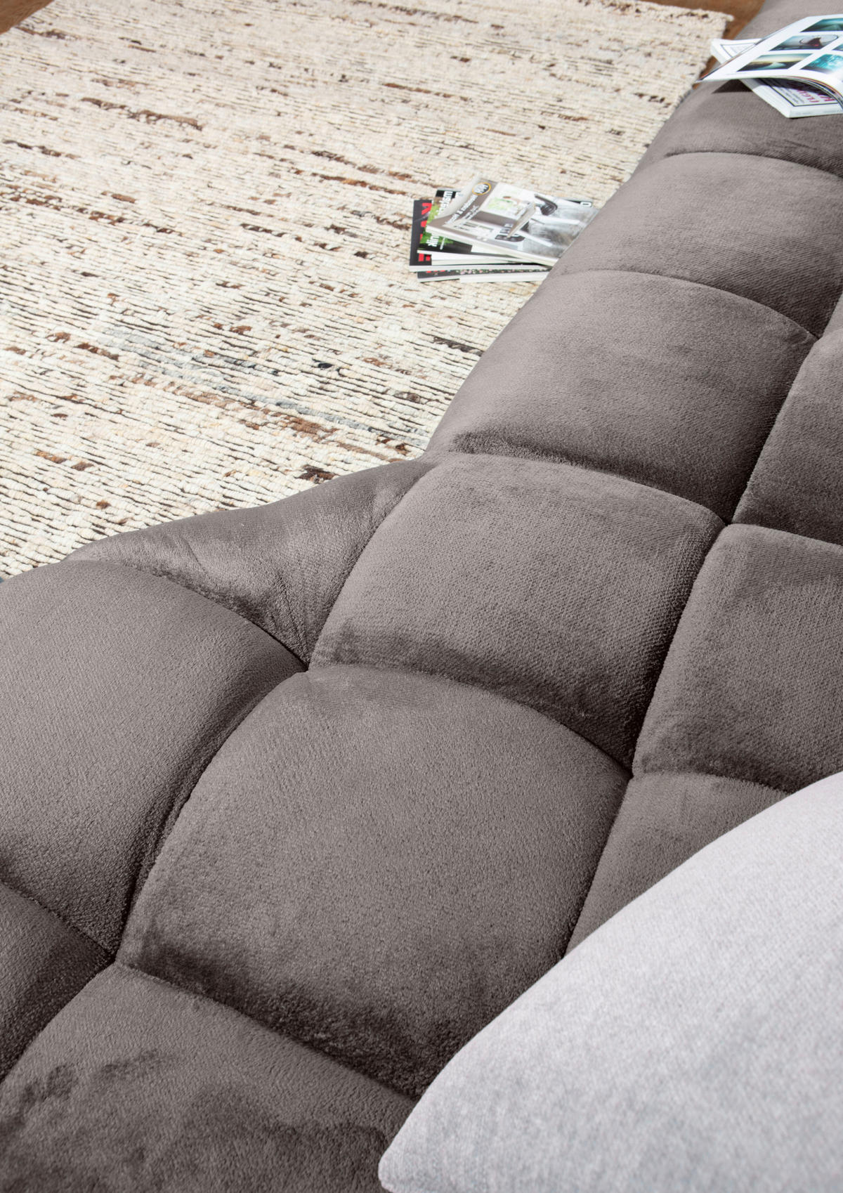 ECKSOFA Grau Flachgewebe  - Schwarz/Grau, MODERN, Kunststoff/Textil (275/235cm) - Landscape