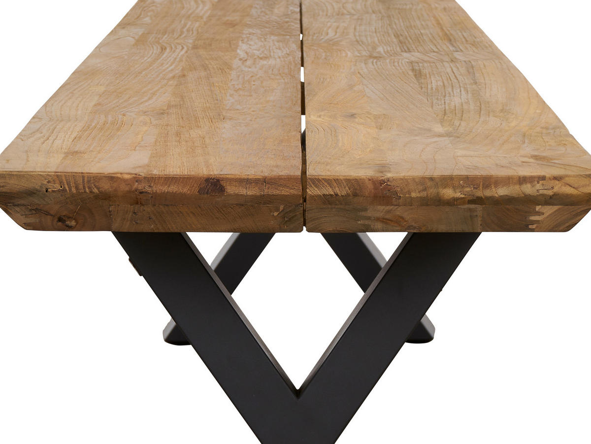 GARTENBANK 220/40/46 cm Teakholz  Edelstahl  - Anthrazit/Teakfarben, Design, Holz/Metall (220/40/46cm) - Amatio