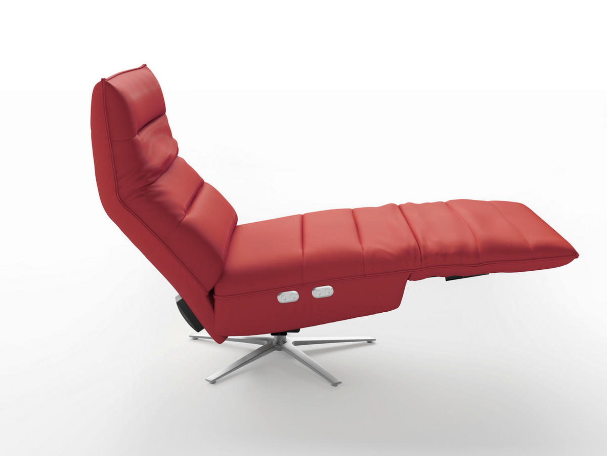 RELAXSESSEL Leder Rot  - Silberfarben/Rot, Basics, Leder/Metall (80/109/98cm) - Sit & More