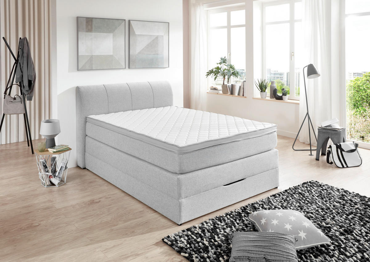 BOXSPRINGBETT 120/200 cm  in Silberfarben  - Silberfarben, Konventionell, Textil (120/200cm) - Carryhome