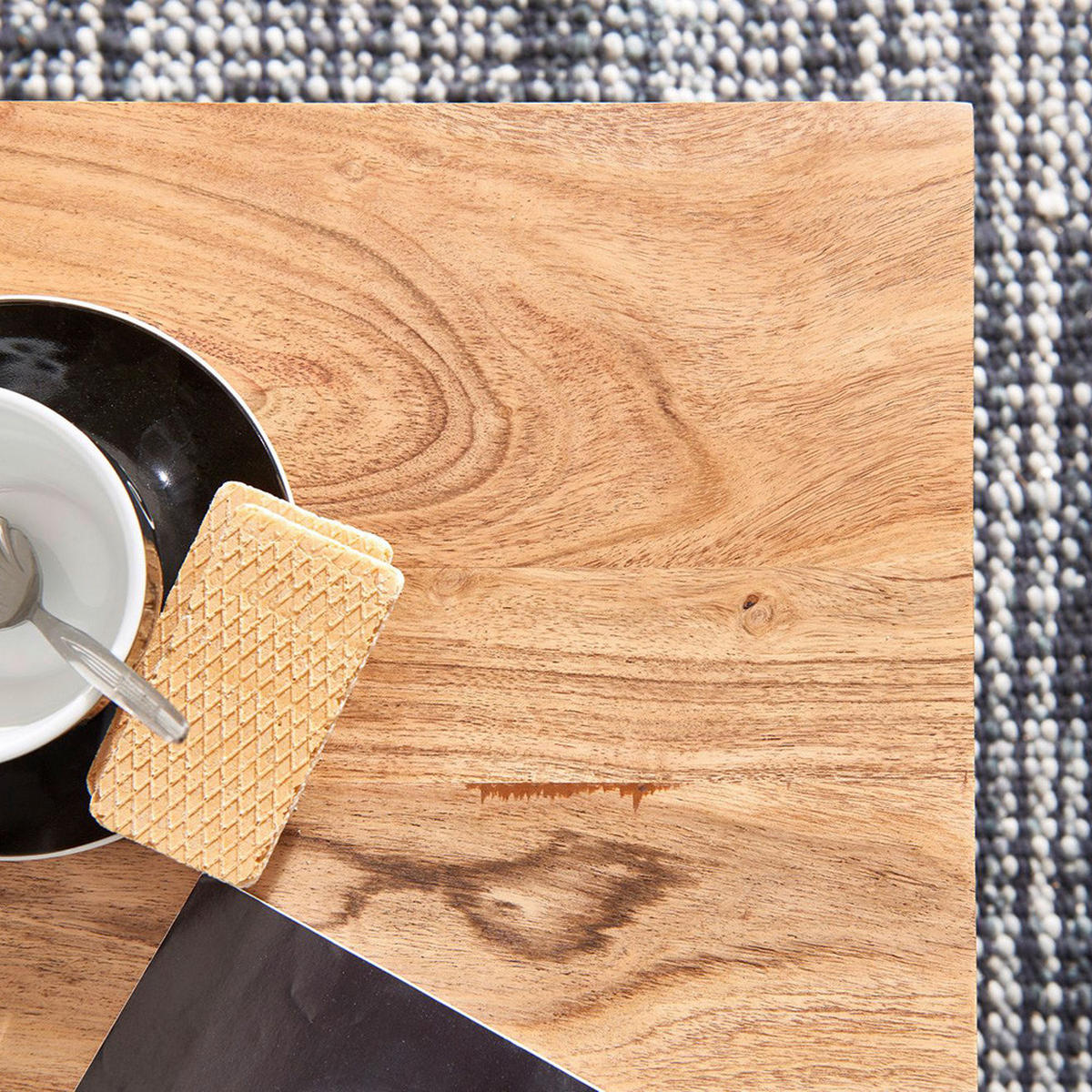 COUCHTISCH in Holz 60/60/41 cm  - Schwarz/Akaziefarben, Modern, Holz/Metall (60/60/41cm) - MID.YOU