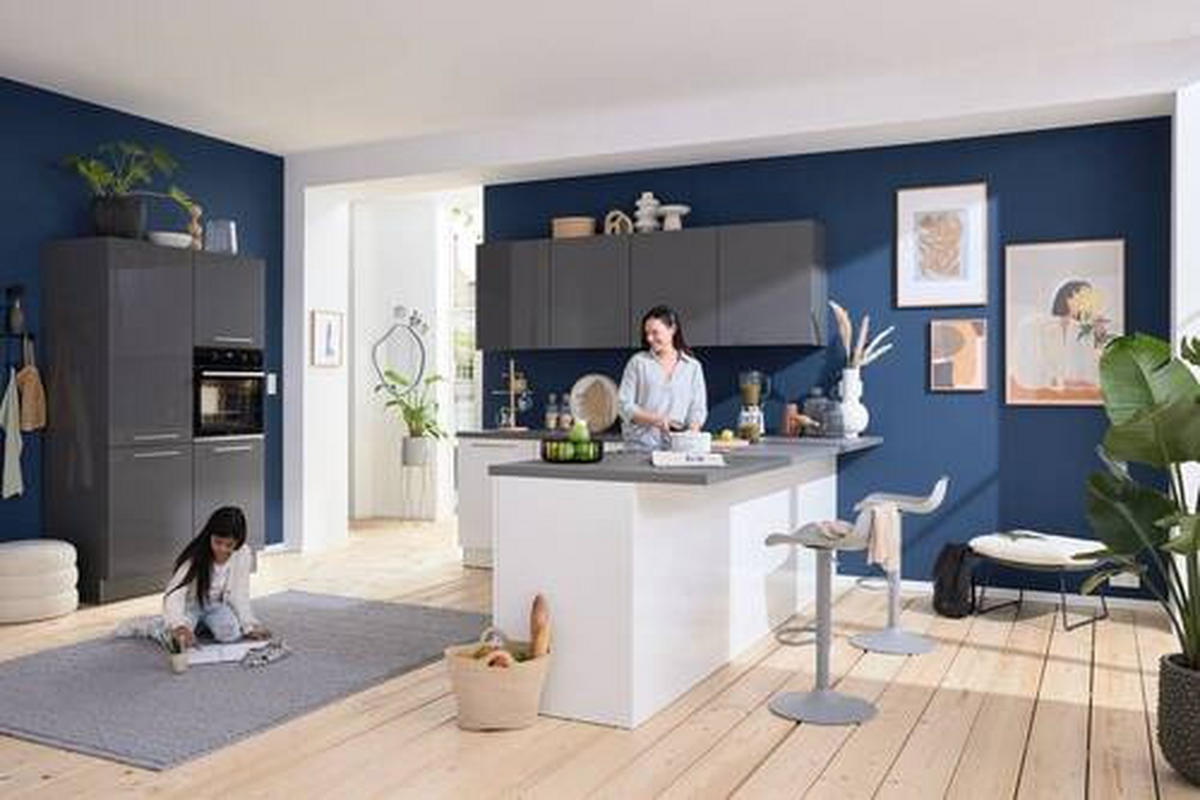 EINBAUKÜCHE   - Weiss/Grau, Design, Holzwerkstoff - Nolte Küchen