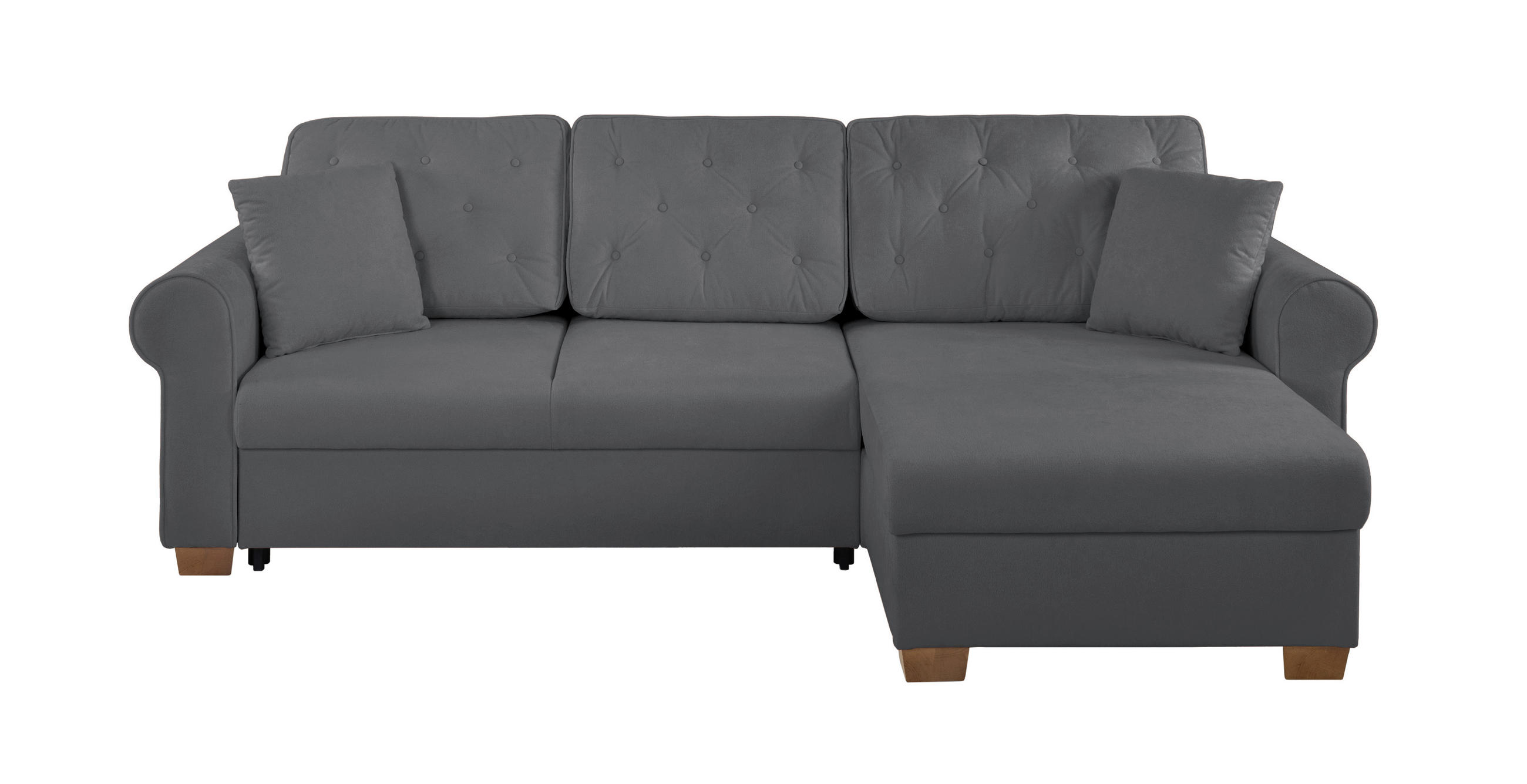 ECKSOFA Arles Dunkelgrau  - Dunkelgrau/Buchefarben, Design, Holz/Textil (266/161cm) - MID.YOU