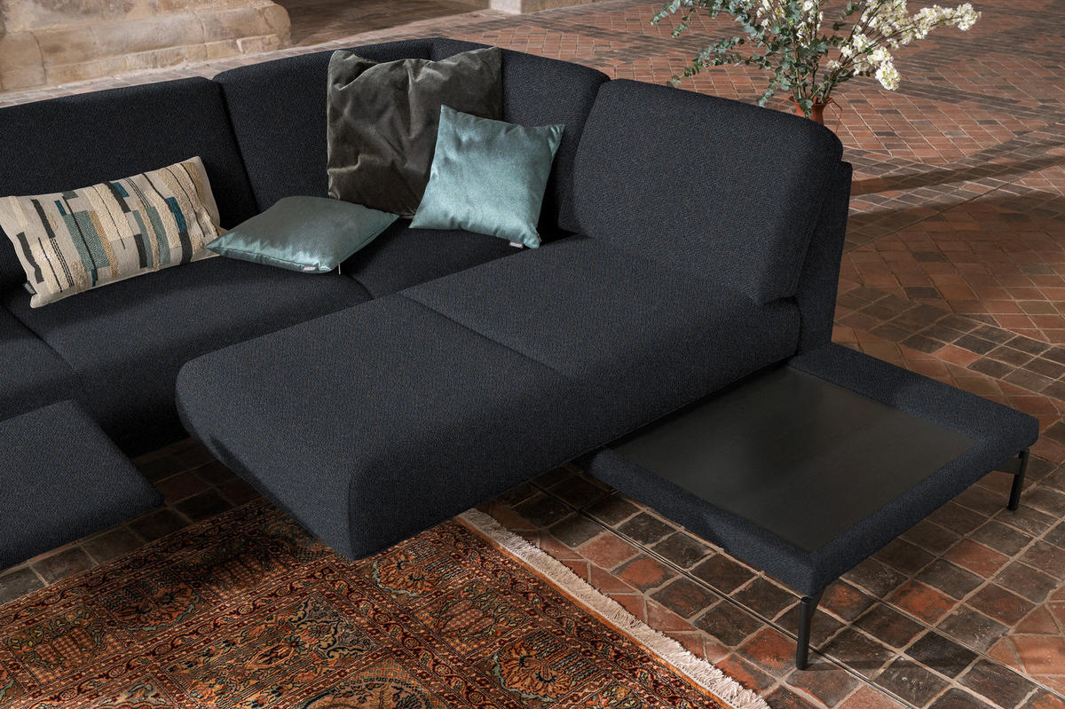ECKSOFA Flachgewebe, Struktur Pflaume  - Pflaume/Anthrazit, Design, Textil/Metall (254/230cm) - Johann Jakob