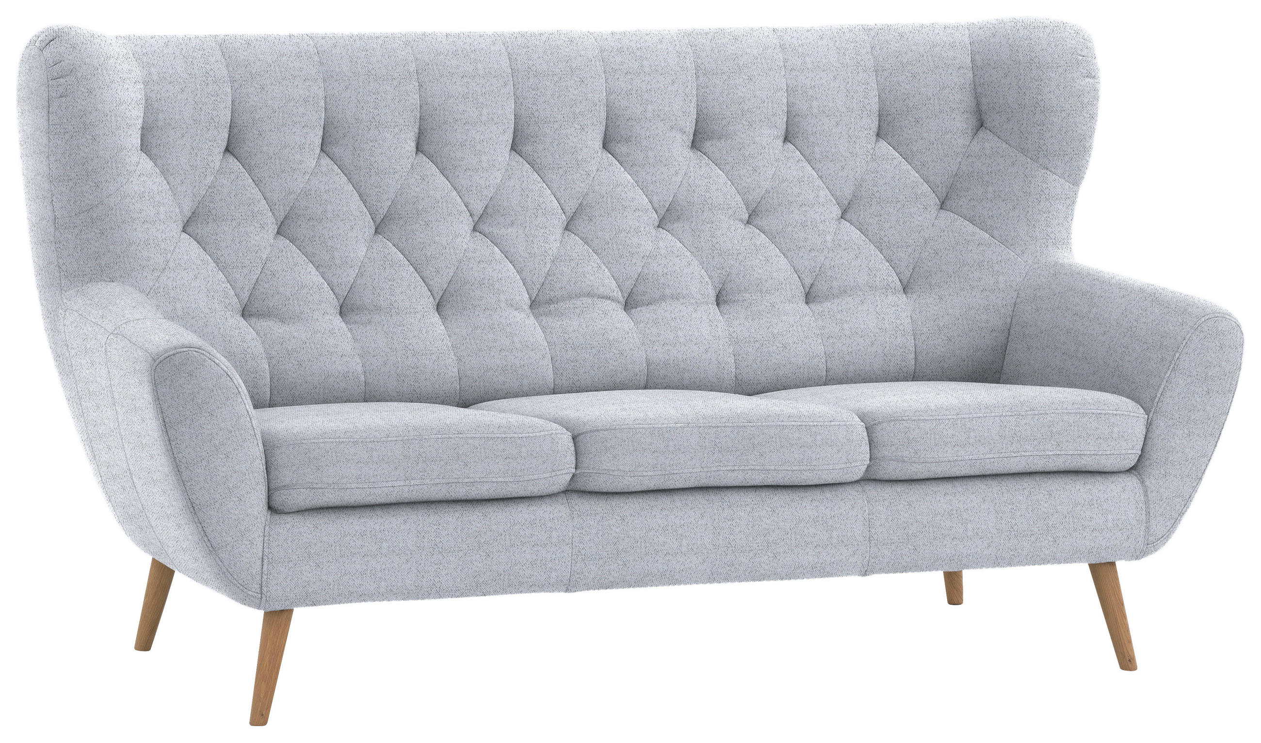 3-SITZER-SOFA in Flachgewebe Hellgrau  - Hellgrau, Design, Holz/Textil (187/101/95cm) - Stylife