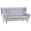 3-SITZER-SOFA in Flachgewebe Hellgrau  - Hellgrau, Design, Holz/Textil (187/101/95cm) - Stylife