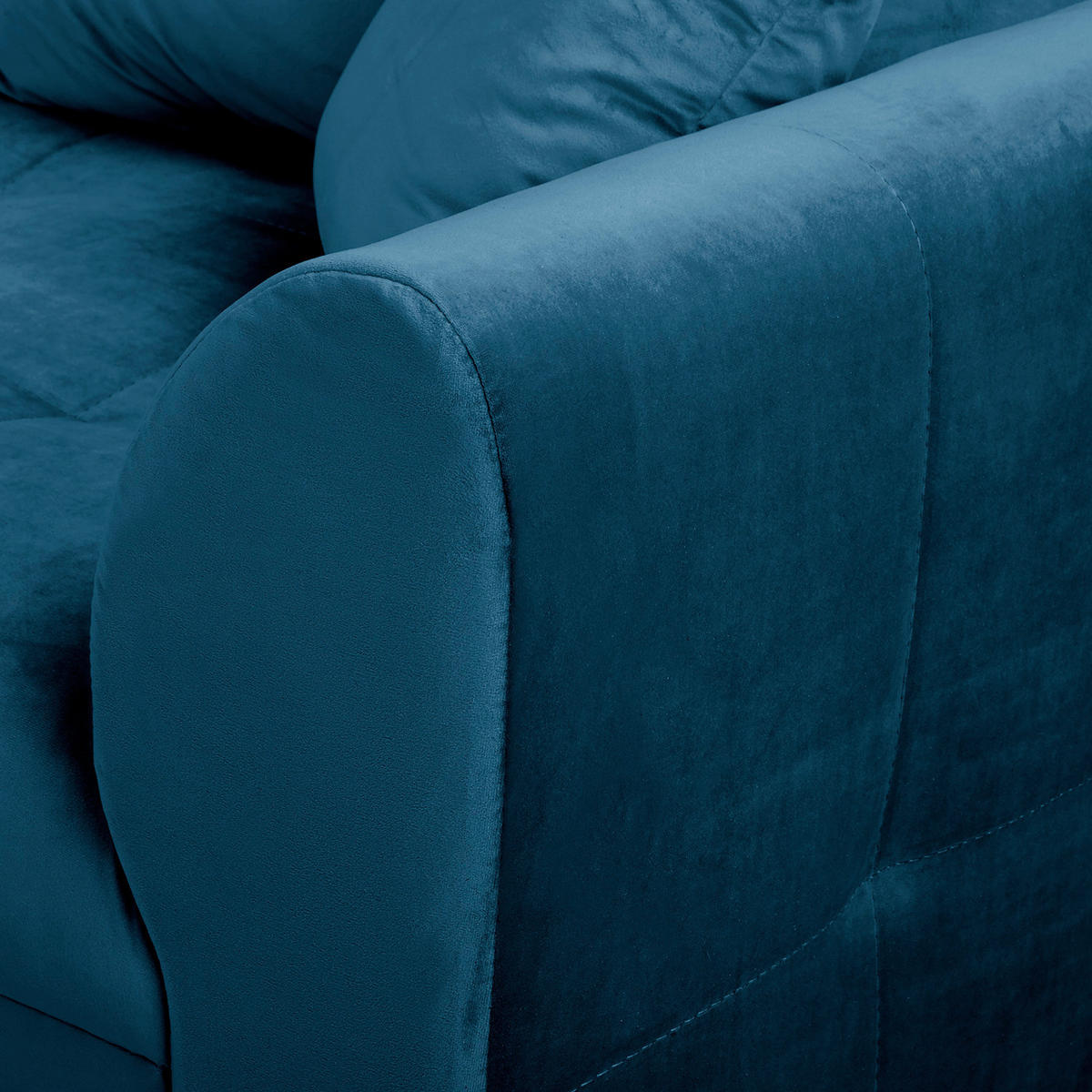 ECKSOFA inkl. Hocker Ariella Blau Samt Rückenkissen, Hocker  - Blau/Naturfarben, Design, Holz/Textil (161/231cm) - Livetastic