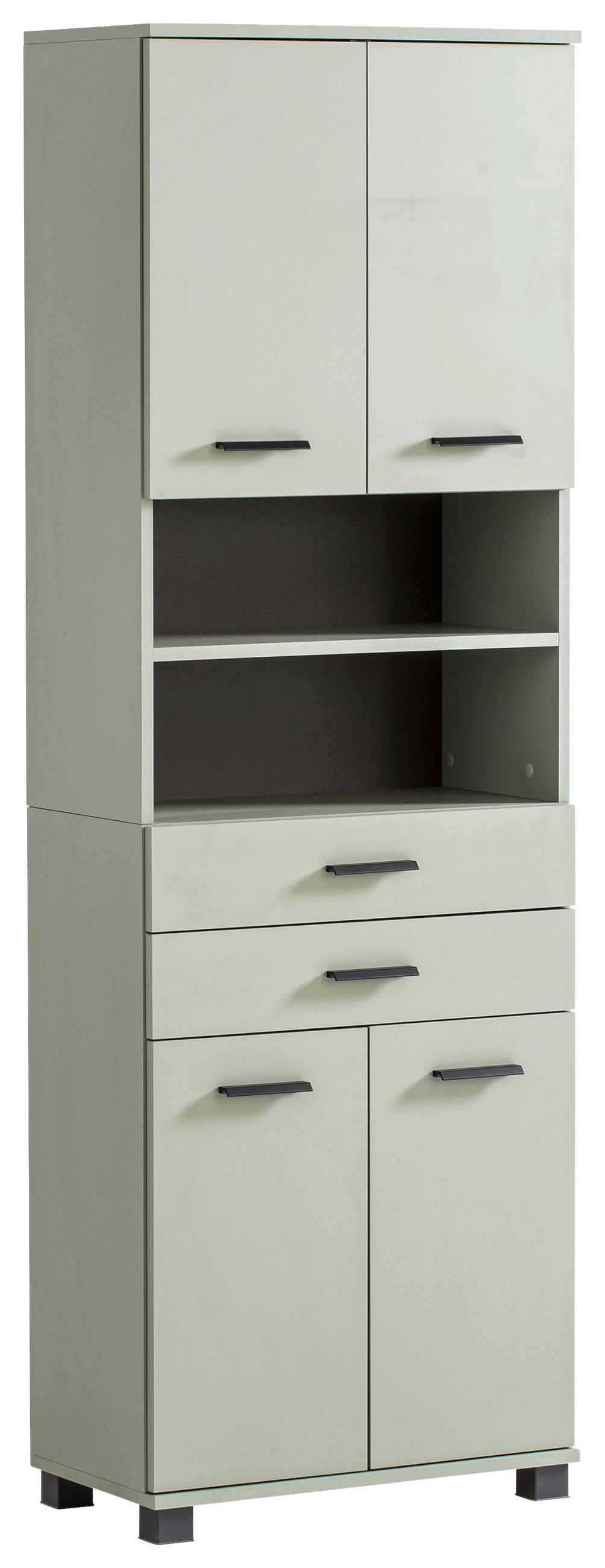 HOCHSCHRANK 60/181/33 cm  - Pastellgrün/Schwarz, KONVENTIONELL, Holzwerkstoff/Kunststoff (60/181/33cm) - Stylife