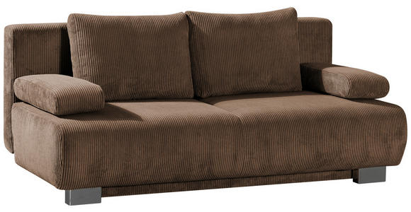 SCHLAFSOFA Rowan in Cord Dunkelbraun  - Dunkelbraun, KONVENTIONELL, Textil/Metall (196/89/94cm) - Novel