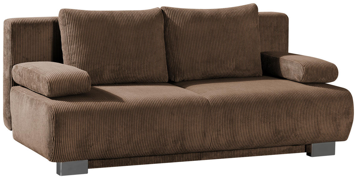 SCHLAFSOFA in Cord Dunkelbraun  - Dunkelbraun, Konventionell, Textil/Metall (196/89/94cm) - Novel
