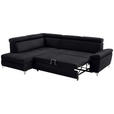 ECKSOFA Schwarz Mikrofaser  - Chromfarben/Schwarz, KONVENTIONELL, Textil/Metall (206/271cm) - Carryhome