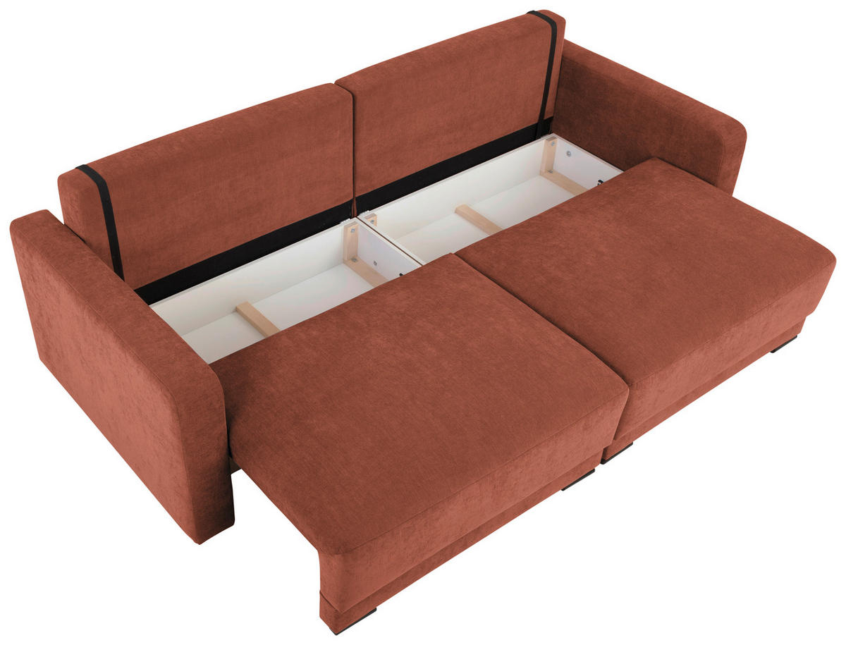 2-SITZER-SOFA in Chenille Rostfarben  - Rostfarben/Schwarz, Konventionell, Kunststoff/Textil (233/90/110cm) - MID.YOU
