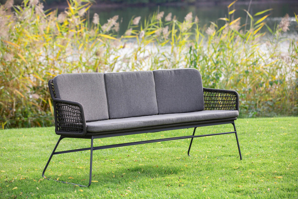 GARTENBANK 195,5/86/68,5 cm  Aluminium  - Anthrazit/Grau, Design, Textil/Metall (195,5/86/68,5cm)