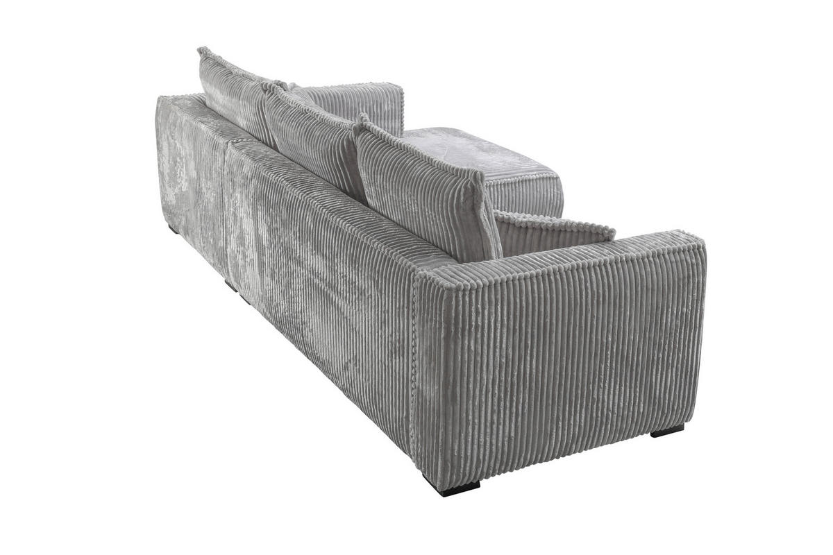 ECKSOFA in Cord Hellgrau  - Hellgrau/Schwarz, Modern, Holz/Textil (322/208cm) - MID.YOU