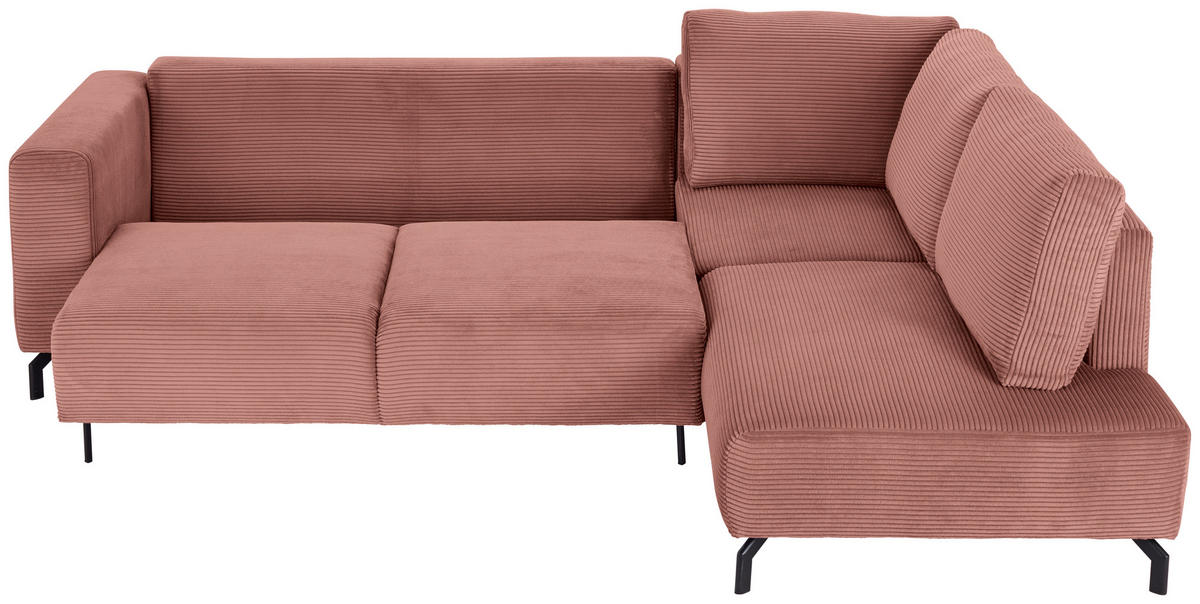 ECKSOFA Rostfarben Cord  - Rostfarben/Schwarz, MODERN, Textil (272/210cm) - P & B