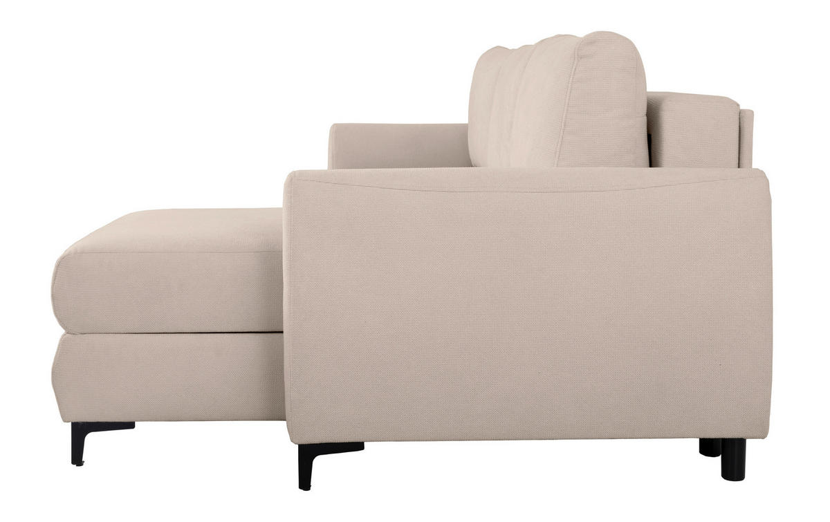 ECKSOFA Moli Beige Mikrofaser  - Beige/Schwarz, Design, Textil/Metall (236/148cm) - MID.YOU