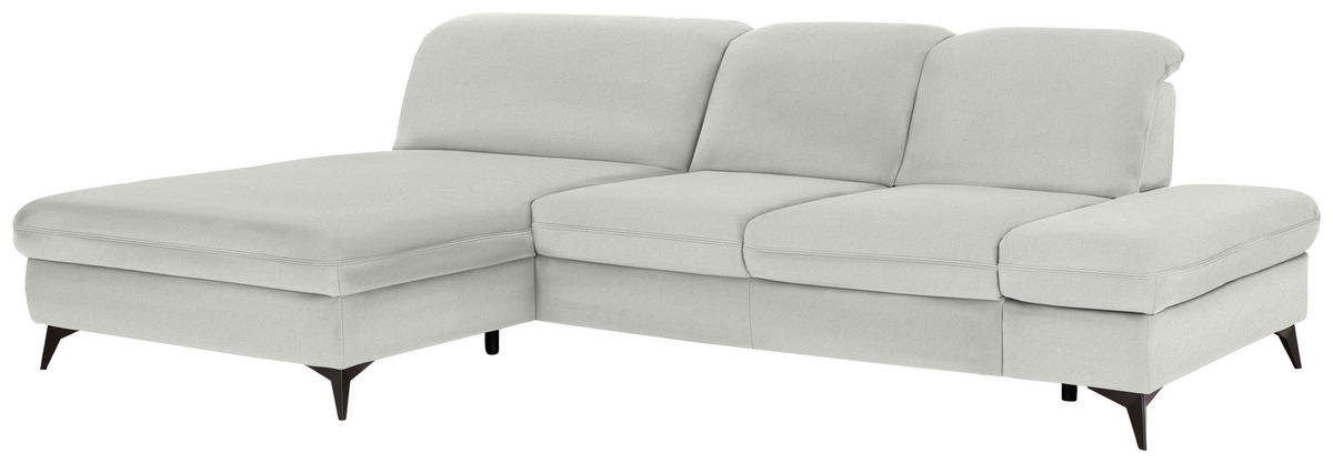 ECKSOFA Chenille Ecru  - Ecru/Schwarz, Design, Textil/Metall (198/288cm) - Beldomo Style