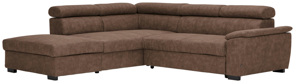 ECKSOFA Braun Lederlook  - Schwarz/Braun, Design, Kunststoff/Textil (230/263cm) - Hom`in