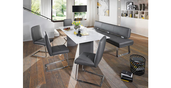 SITZBANK in Grau, Edelstahlfarben - Edelstahlfarben/Grau, Design, Leder/Metall (239cm) - Dieter Knoll