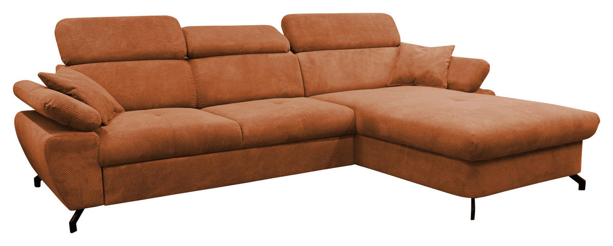 ECKSOFA OMEGA in Chenille Rot  280/186 cm  - Rot/Schwarz, Design, Textil/Metall (280/186cm) - MID.YOU