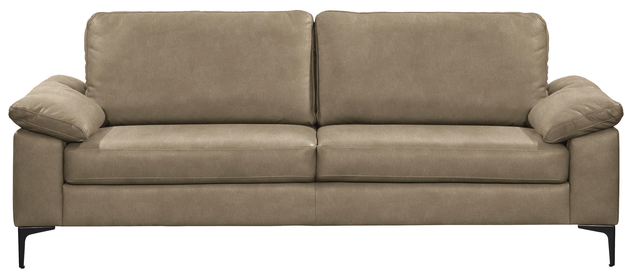 2,5-SITZER  in Echtleder Taupe   - Taupe/Schwarz, Design, Leder/Metall (204/83/97cm) - Schöner Wohnen
