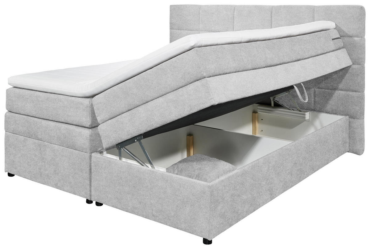 BOXSPRINGBETT 180/200 cm  in Silberfarben  - Silberfarben, Konventionell, Kunststoff/Textil (180/200cm) - MID.YOU