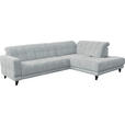 ECKSOFA  in Webstoff Hellgrau  302/216 cm  - Hellgrau/Schwarz, Design, Holz/Textil (302/216cm) - Xora
