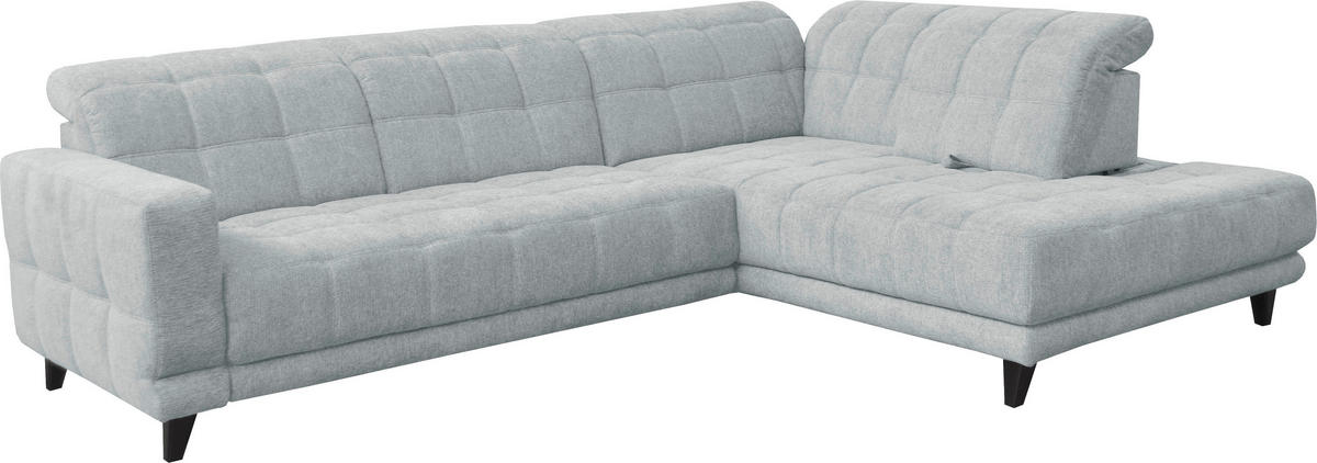 ECKSOFA  in Webstoff Hellgrau  302/216 cm  - Hellgrau/Schwarz, Design, Holz/Textil (302/216cm) - Xora
