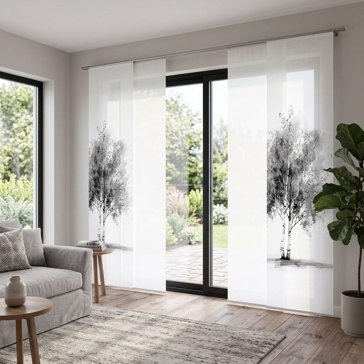 FLÄCHENVORHANG in Weiß, Grau Hochglanz blickdicht  - Grau Hochglanz/Weiß, Natur, Textil (60/245cm)