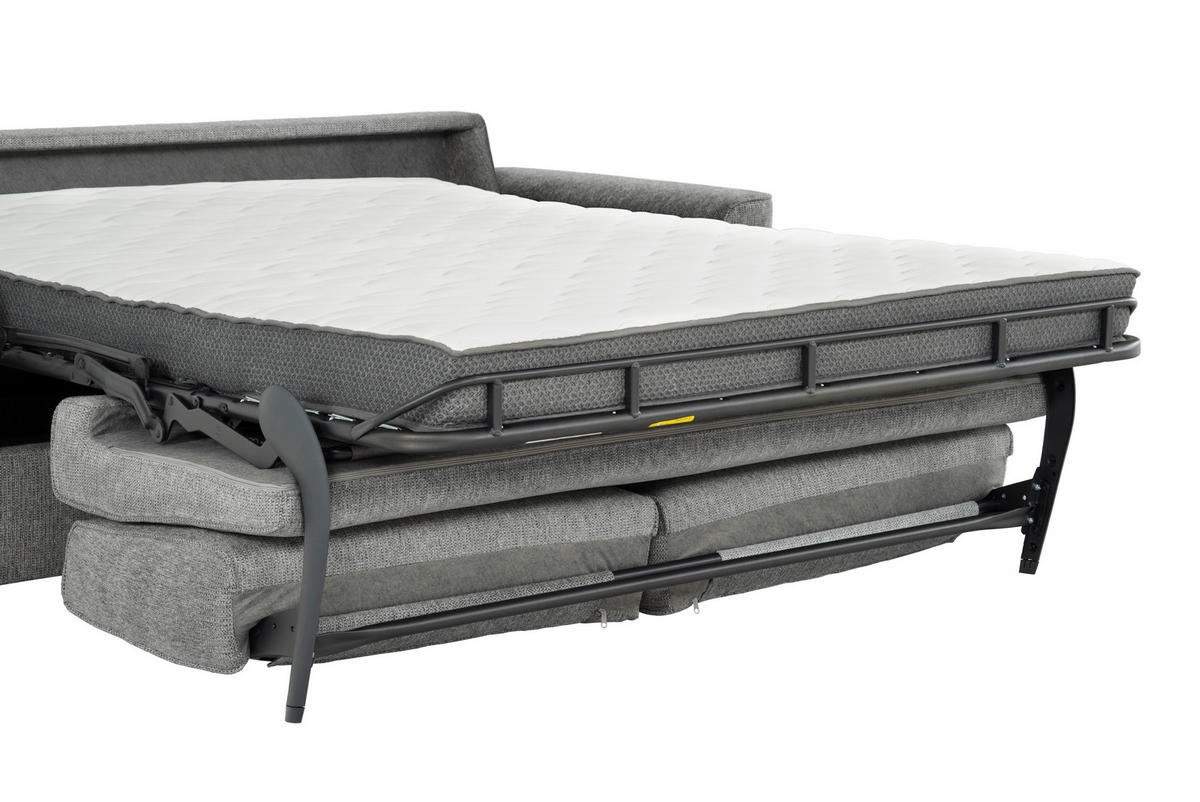 SCHLAFSOFA in Textil Hellgrau  - Hellgrau/Schwarz, Design, Kunststoff/Textil (205/83/100cm) - Livetastic