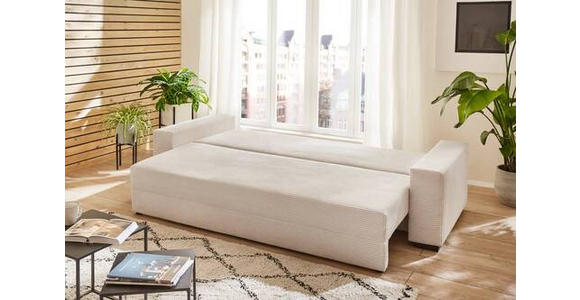 SCHLAFSOFA Cord Naturfarben Rückenkissen, Bettkasten, Schlaffunktion, Rücken echt, Liegefläche im Originalstoff  - Schwarz/Naturfarben, KONVENTIONELL, Kunststoff/Textil (240/72/95cm) - Carryhome