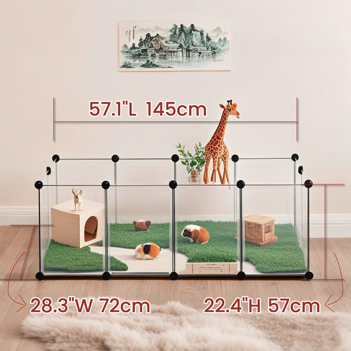 HEIMTIERGEHEGE - Weiß, Basics, Kunststoff (125/42/63cm)