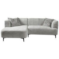 ECKSOFA Hellgrau Struktur  - Hellgrau/Schwarz, Design, Textil/Metall (158/247cm) - MID.YOU