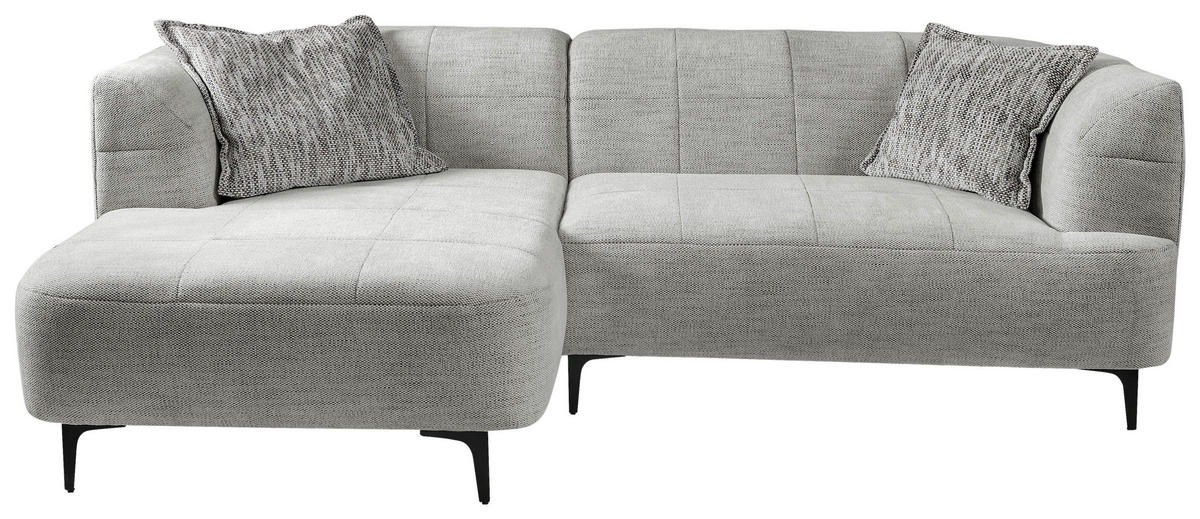 ECKSOFA Hellgrau Struktur  - Hellgrau/Schwarz, Design, Textil/Metall (158/247cm) - MID.YOU