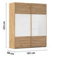 SCHWEBETÜRENSCHRANK 181/223/68 cm 2-türig Weiß, Eiche Artisan  - Eichefarben/Weiß, Design, Glas/Holzwerkstoff (181/223/68cm) - Xora