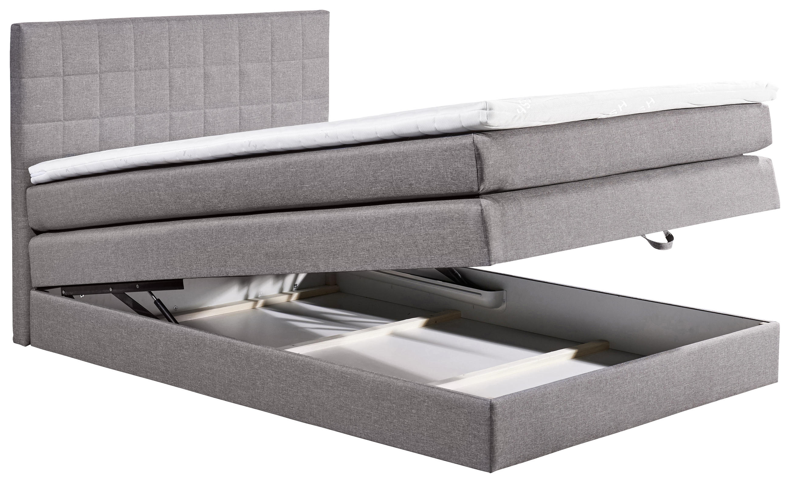 BOXSPRINGBETT 140/200 cm in Grau - Schwarz/Grau, Design, Kunststoff/Textil (140/200cm) - Xora