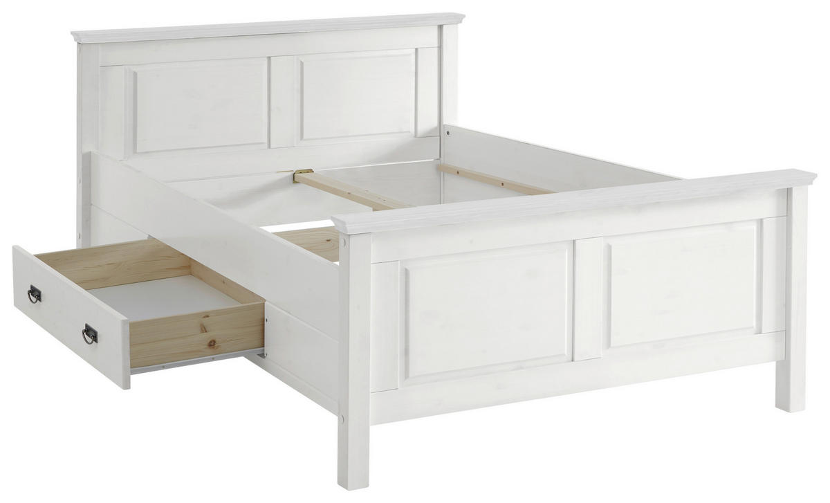 BETT 140/200 cm  in Weiß  - Weiß, ROMANTIK / LANDHAUS, Holz (140/200cm) - Boxxx