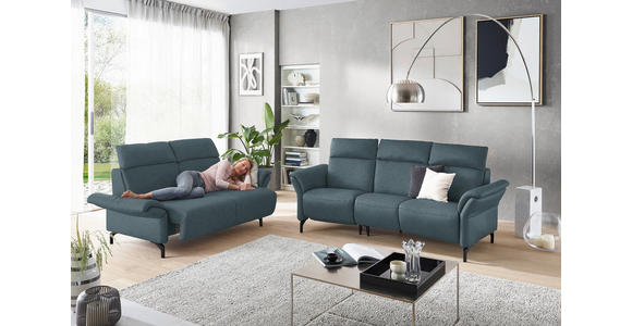 2-SITZER-SOFA Graublau Echtleder  - Graublau/Schwarz, KONVENTIONELL, Leder/Metall (178/103/92cm) - Dieter Knoll