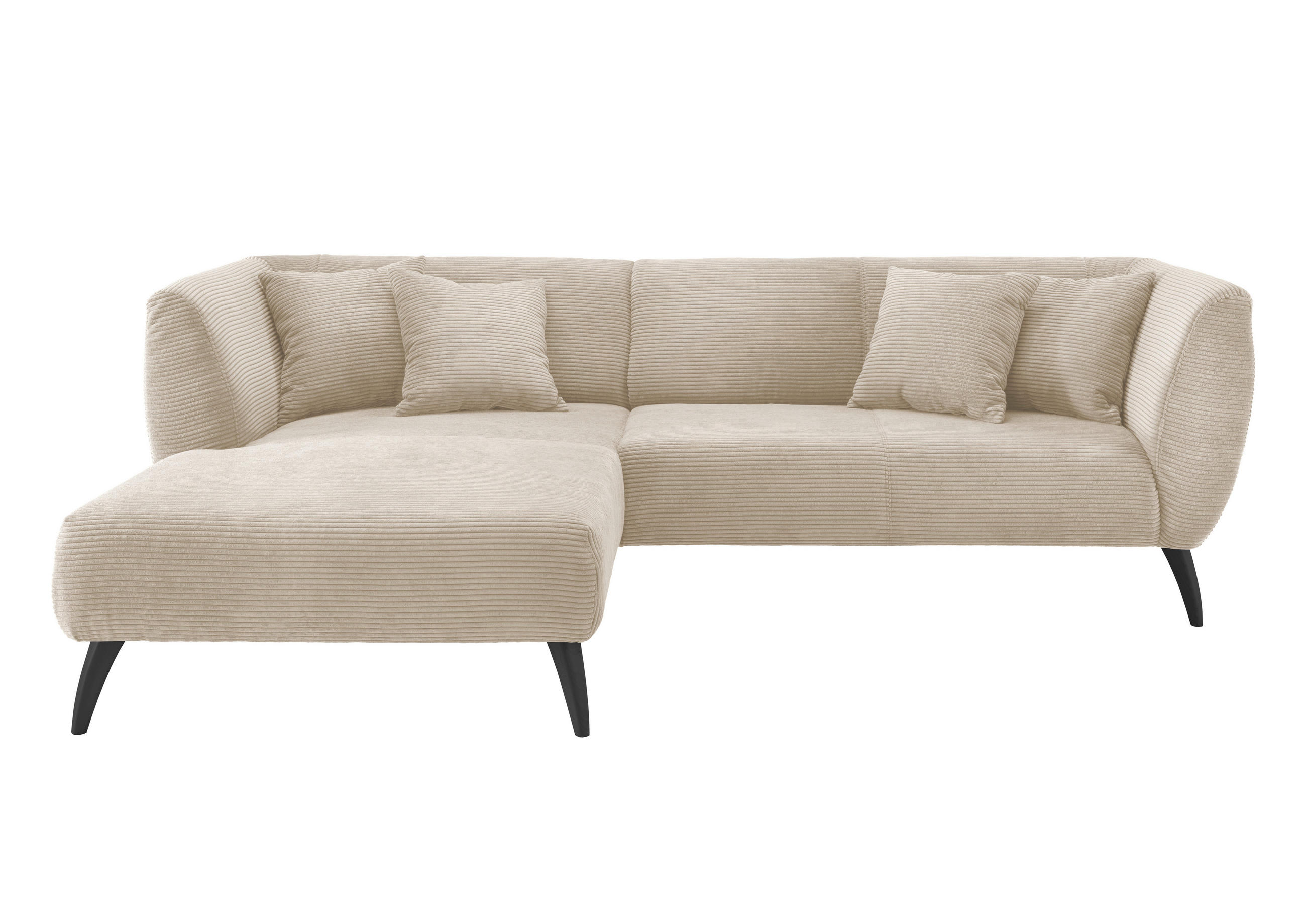 ECKSOFA Beige Cord  - Beige/Schwarz, MODERN, Holz/Textil (160/264cm) - MID.YOU
