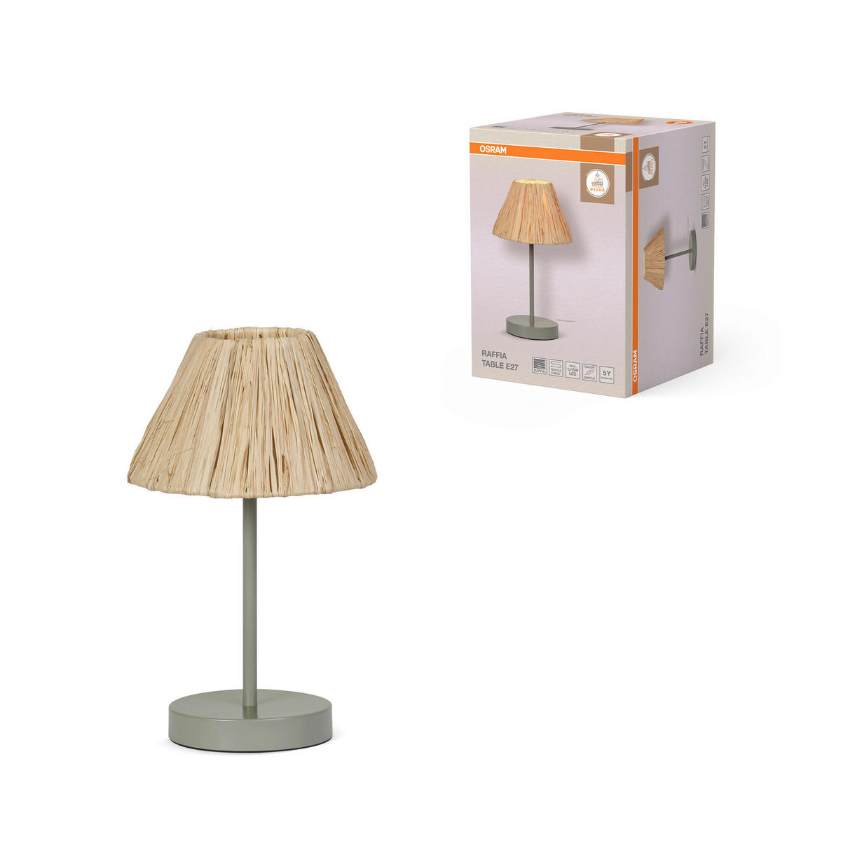 TISCHLEUCHTE 20/33 cm   - Natur, Naturmaterialien/Metall (20/33cm) - Osram