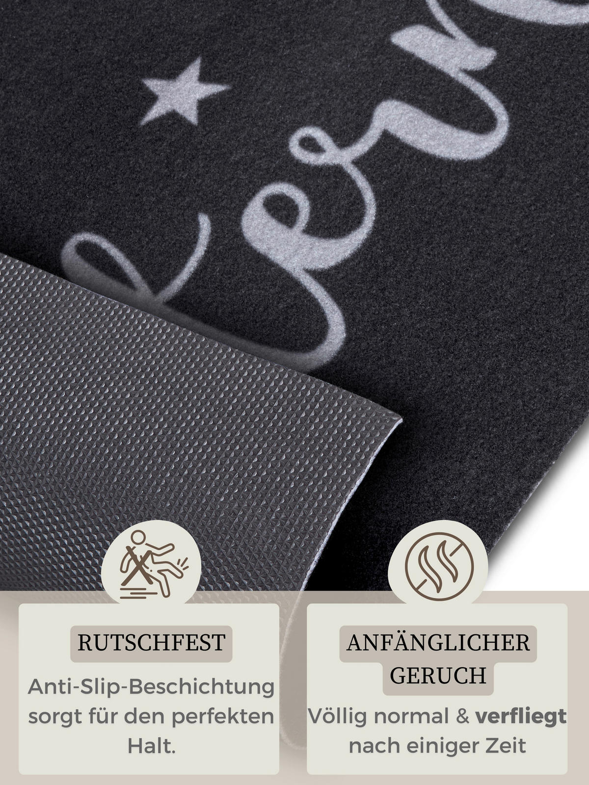 Ästhetisch: Küchenläufer (rech 50/150 cm Cook & Clean Grau, Schwarz  - Schwarz/Grau, Design, Kunststoff (50/150cm)