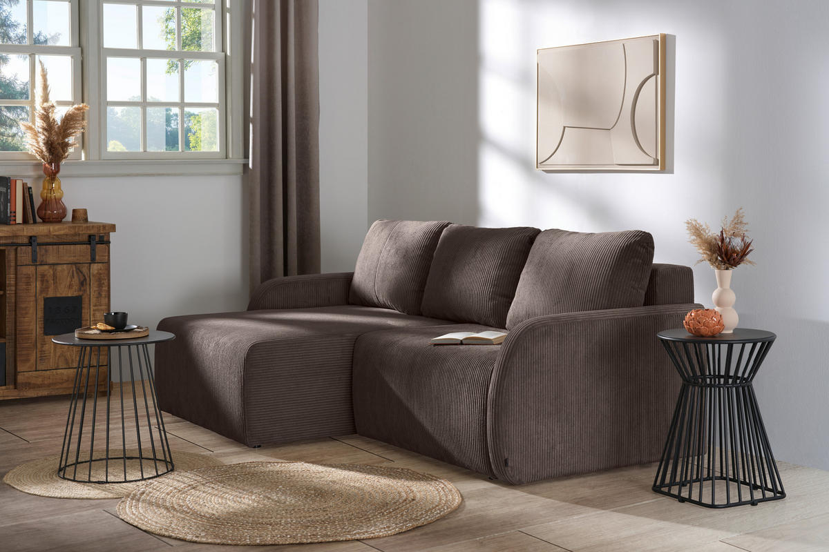 KUTNA GARNITURA tekstil  smeđa   - crna/smeđa, Konvencionalno, tekstil/plastika (217/146cm) - Carryhome