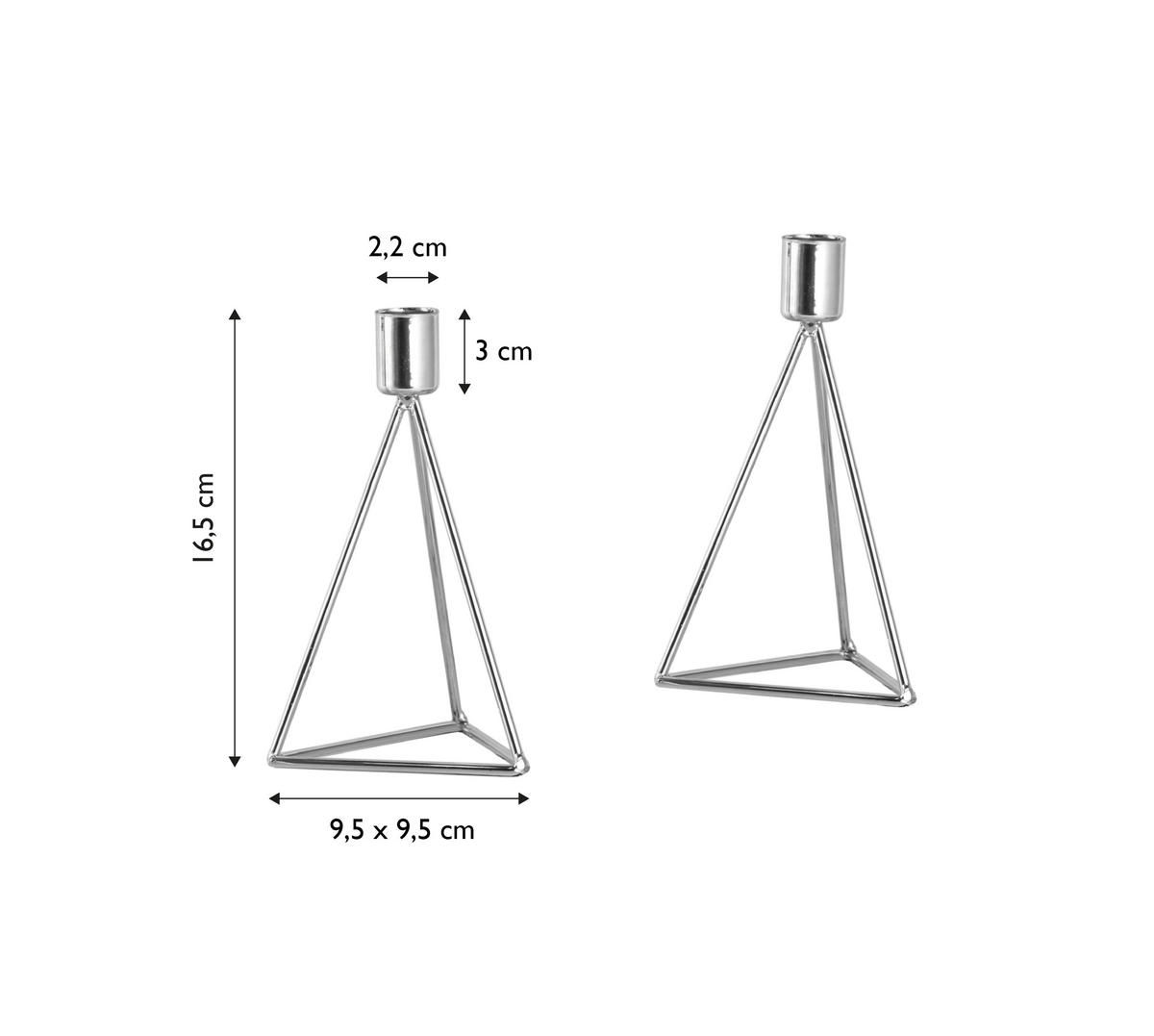 KERZENHALTER-SET - Silberfarben, Basics, Metall (9,5/16,5cm) - Echtwerk