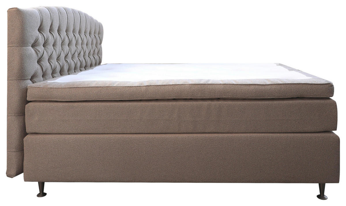 KONTINENTALSÄNG 180/200 cm  i beige  - beige/aluminiumfärg, Klassisk, metall/trä (180/200cm) - Cassando