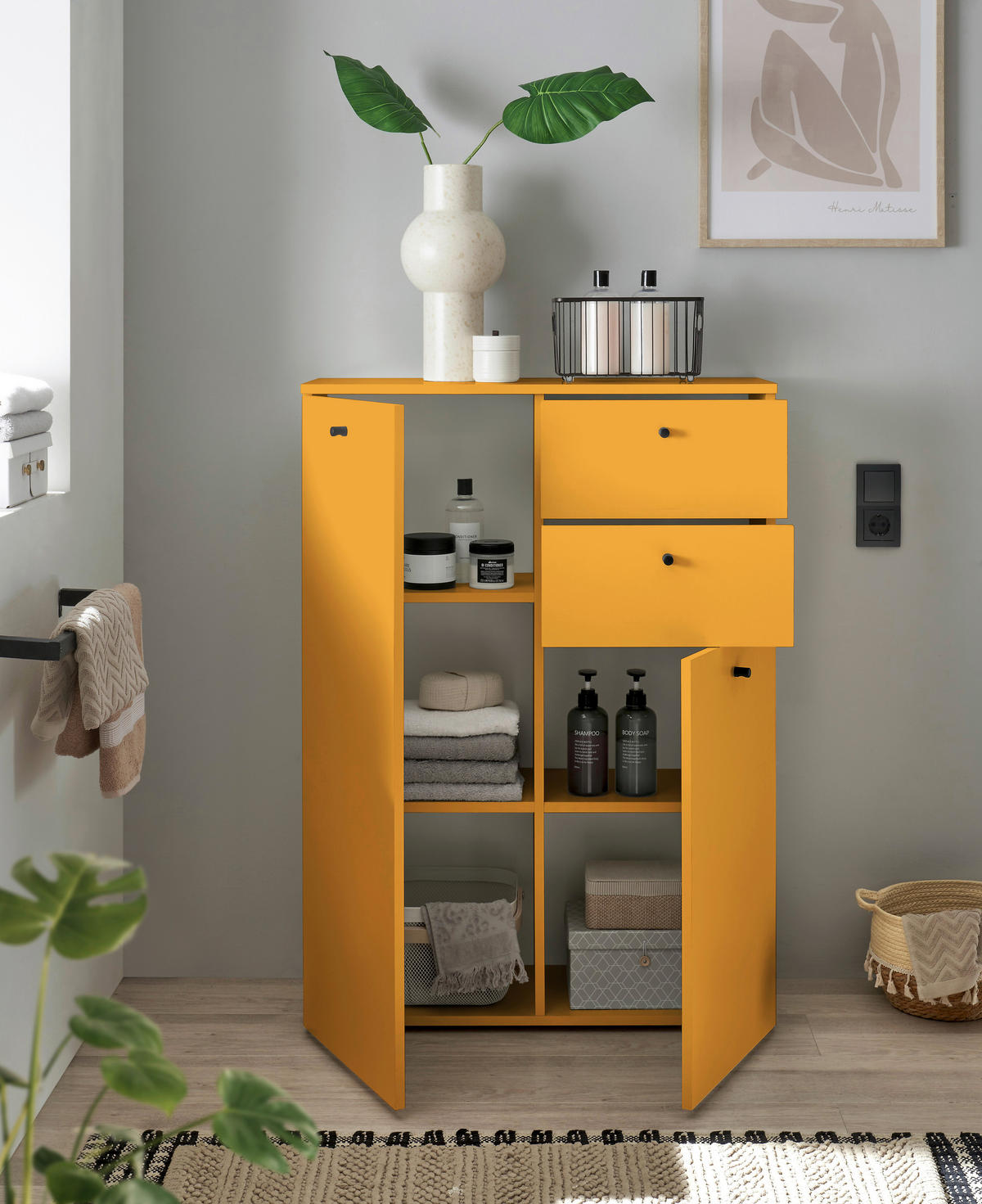 MIDISCHRANK 80/110/30 cm  - Gelb/Schwarz, Modern, Holzwerkstoff/Kunststoff (80/110/30cm) - MID.YOU