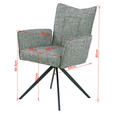 ARMLEHNSTUHL , Sitzfläche 360° drehbar , Webstoff  - Schwarz/Grün, Design, Textil/Metall (60/89/66cm) - Carryhome