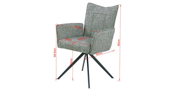 ARMLEHNSTUHL , Sitzfläche 360° drehbar , Webstoff  - Schwarz/Grün, Design, Textil/Metall (60/89/66cm) - Carryhome