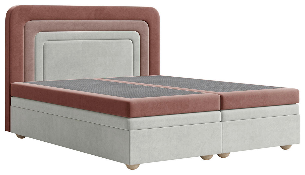 BOXBETT 140/200 cm  in Creme, Rosa, Beere  - Beere/Creme, MODERN, Holz/Kunststoff (140/200cm) - MID.YOU
