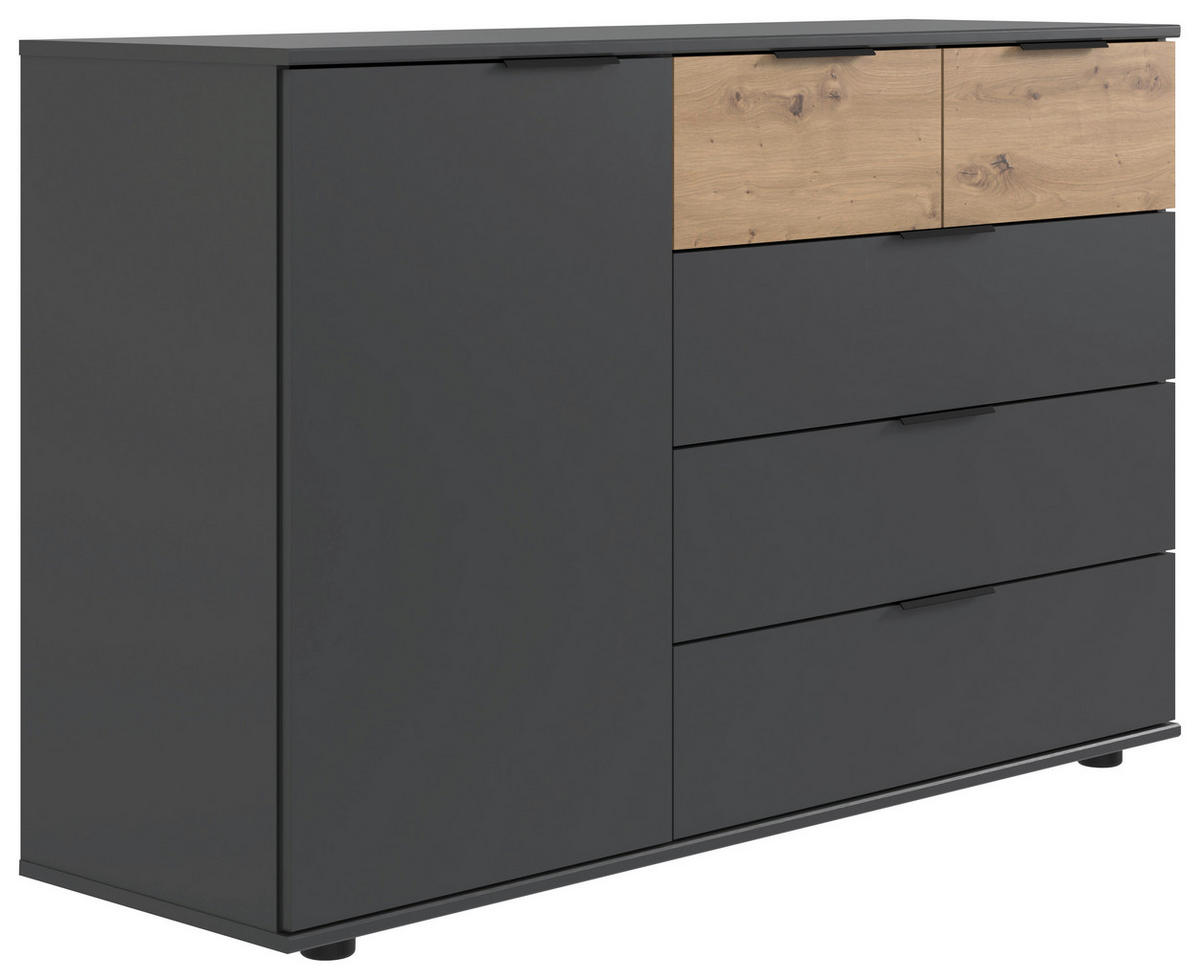 SIDEBOARD  in 130/83/41 cm  - Eichefarben/Graphitfarben, Design, Holzwerkstoff/Kunststoff (130/83/41cm) - MID.YOU